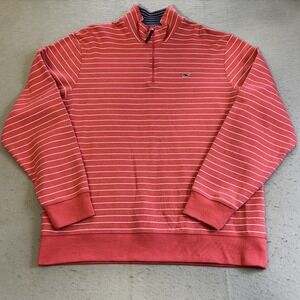 Vineyard Vines Pullover Mens Large Pink Striped Excellent WLCC Quarter Zip Logo